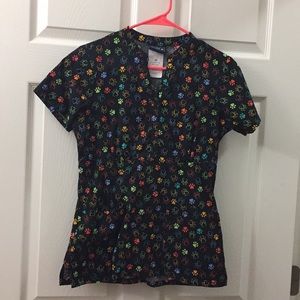 Paw print scrub top